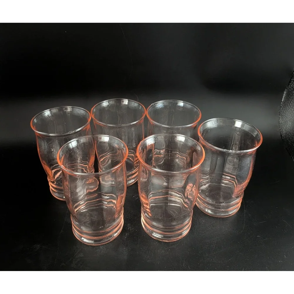 Vintage Macbeth-Evans Pink Depression Juice Glasses Set of 6